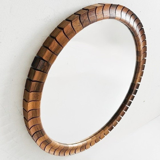 Image 1 of Miroir rond en teck, design danois du milieu du XXe siècle, années 1960