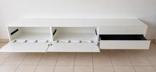 Meuble TV mural design ALEA – 300 cm – laque blanche – prix neuf ± 6 000 € – tv meubelen, Wood, Mdf (photo 2 of 5)