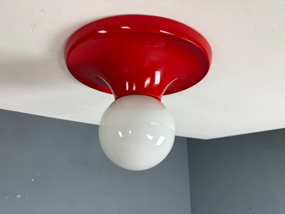 Image 1 of Lampada da parete o soffitto "Light Ball" in metallo rosso Castiglioni per Flos, Italia anni '70