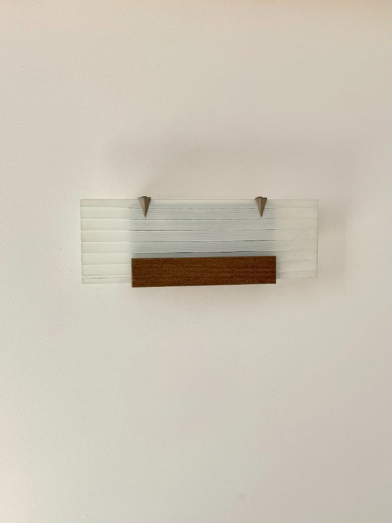 Image 1 of Vintage wandlamp, verchroomd metaal en mat glas, Frankrijk, 1940