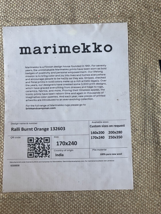 Image 1 of Brink und Campman Marimekko Ralli Teppich in gebranntem Orange