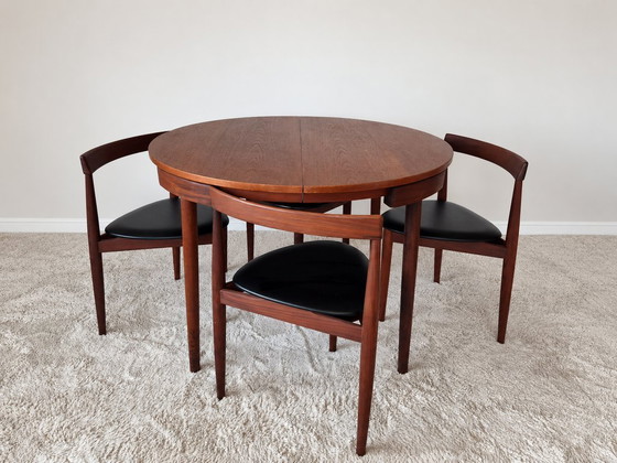 Roundette Teak Extendable Dining Set by Hans Olsen for Frem Røjle, Denmark 1960s – Wood, Skai (photo 11 of 29)
