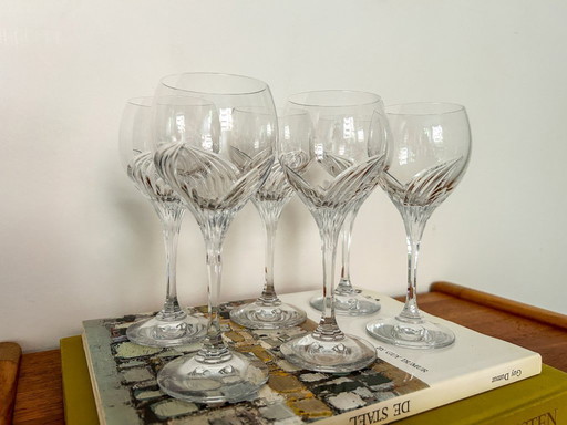 6 copas de vino vintage de cristal tallado