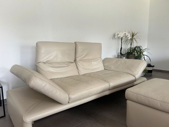 Image 1 of Koinor 2-zit met poef ecru leder
