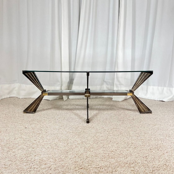 Vintage Italiaanse salontafel van glas, chroom en messing, Hollywood Regency-stijl, jaren 70. – Metal (photo 8 of 19)