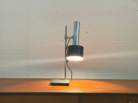 Image 1 of Table lamp with chrome frame and die-cast metal base, 1970s