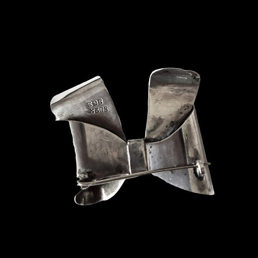 Svenskt Guldsmide - Zweedse zilveren strik broche - 60s