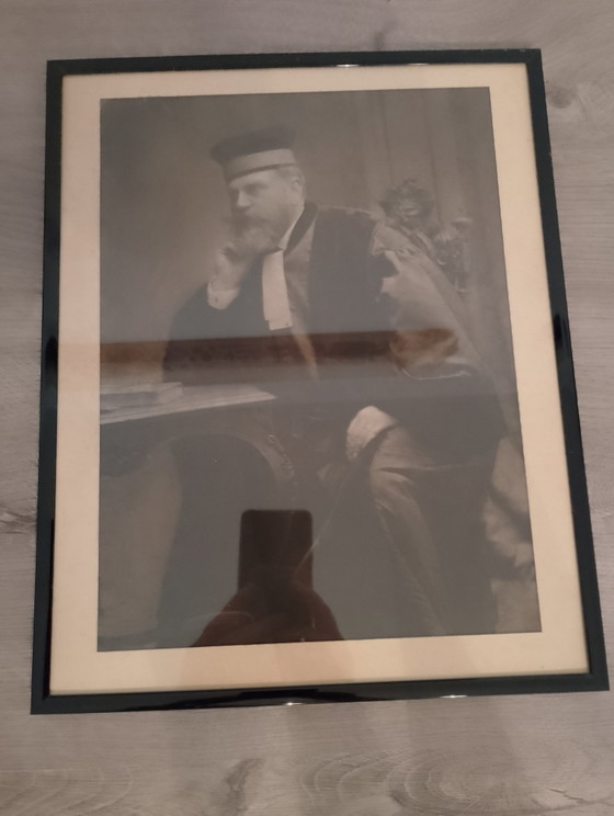 Image 1 of Photographie ancienne Léon bourgeois signé Geo Brunel rehaussé mine a plomb 1919