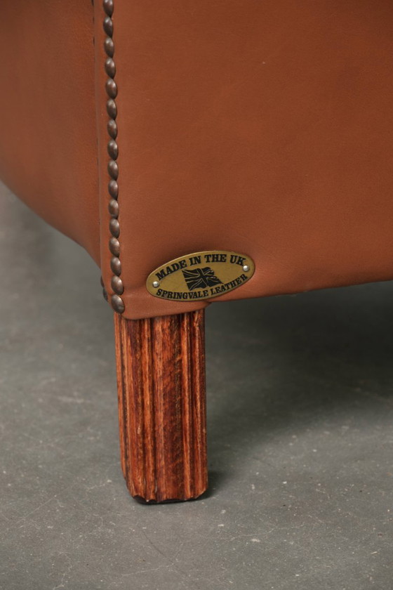 2x In Goede Staat Verkerende Rundleren Clubfauteuil Met Een Luxe Uitstraling In Engelse Stijl – Leather (photo 13 of 13)