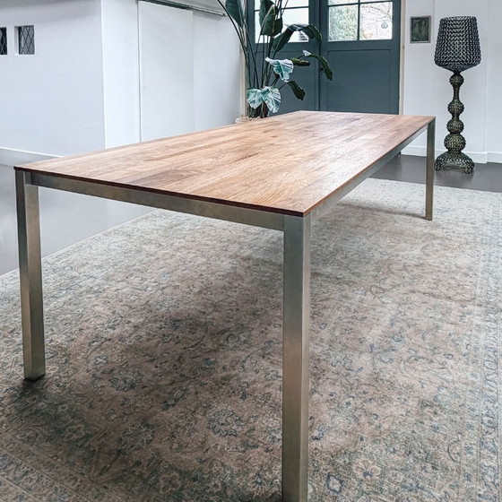 Image 1 of Arco Table | Pure Solid PM 240x105 | Walnut clear oil | Stainless steel legs