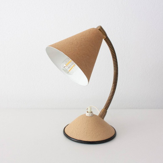 Image 1 of Lampe de table vintage beige à col de cygne, Allemagne années 1950