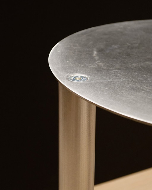 Salontafel/kruk van onbewerkt, natuurlijk staal