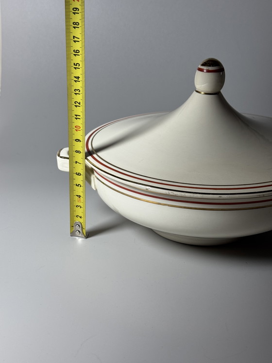 Image 1 of Zuppiera Art Déco vintage con sottopiatto – Boch Frères, Belgio, anni '40