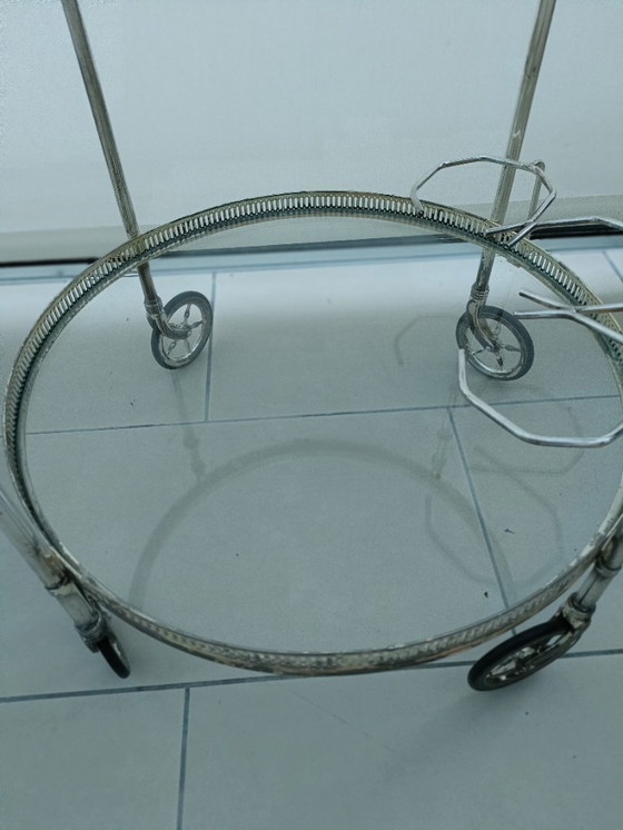 Image 1 of Tavolino da tè vintage, carrello antico placcato in argento, carrello per bevande, mobili di servizio