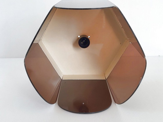 Image 1 of Vintage 1960s Pendant Light, Smoked Plexiglas & Chrome Steel, 60s Space Age