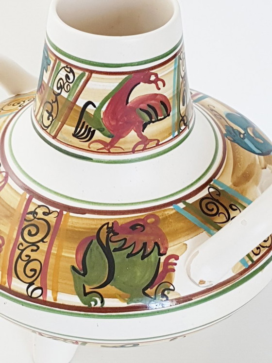 Image 1 of Large Bayeux earthenware ceramic tripod vase with handles, 1950s vintage