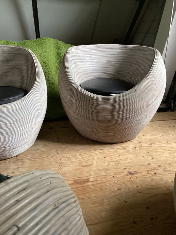 Image 1 of Habitat "Sarang" Rotan Pod Chairs  ‘80 (Set van 4) mid century style