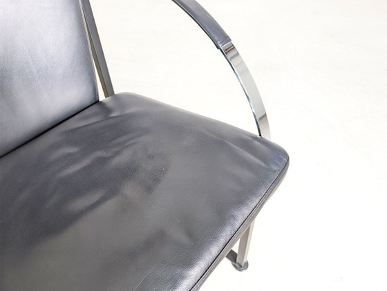 Image 1 of Set di 6 sedie originali Ronald Schmitt, sedia di design in pelle, nera