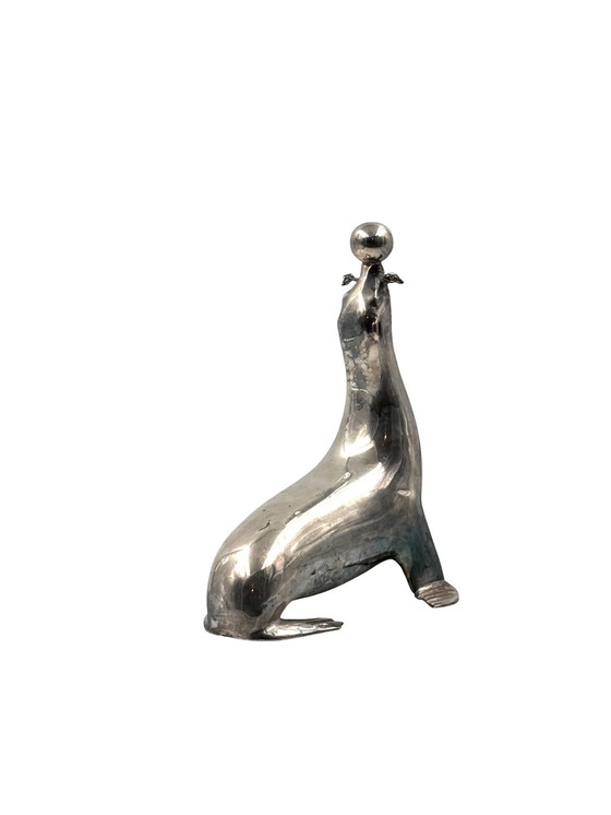 Image 1 of Sculpture de sceau Art déco en laiton argenté, France 1940s