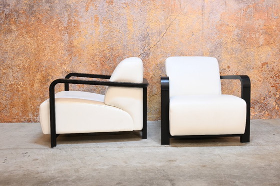 Image 1 of Zwei weiße Leolux Hemingway Designer-Sessel aus Leder