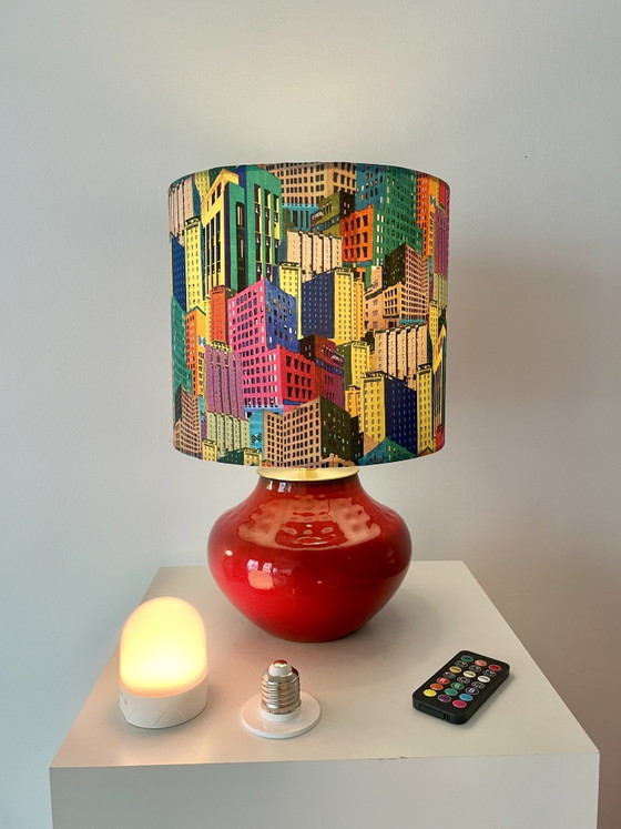 Draadloze vaaslamp - Bückeburg keramiek - bolvormige lamp | 36 cm – Jasba - West Germany, Tafellampen, Brass (photo 5 of 15)