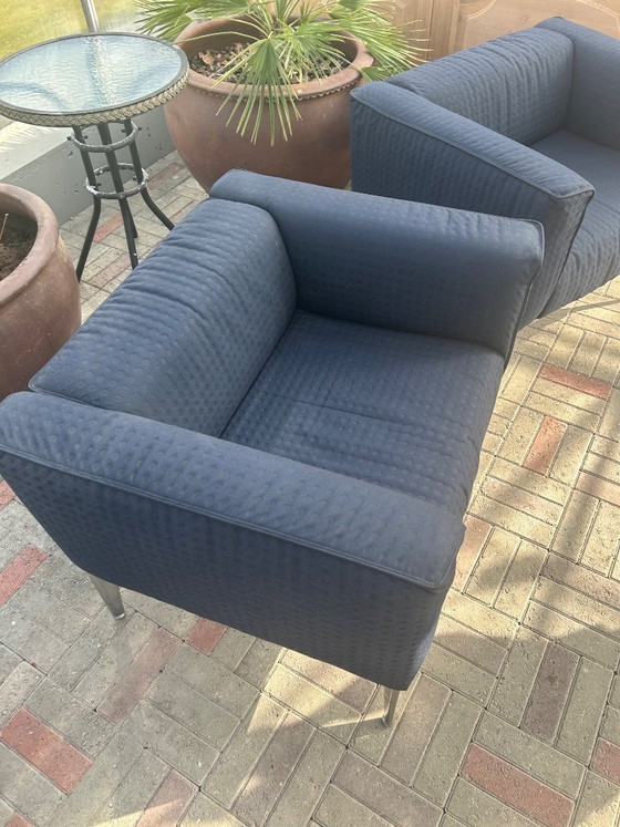 Image 1 of 2x Arper Sean Lounge Armchairs - Dark Blue