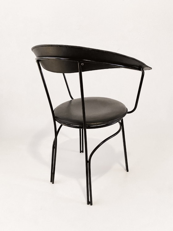 Image 1 of Vintage design tubular frame chairs – black – 1960s/70s style