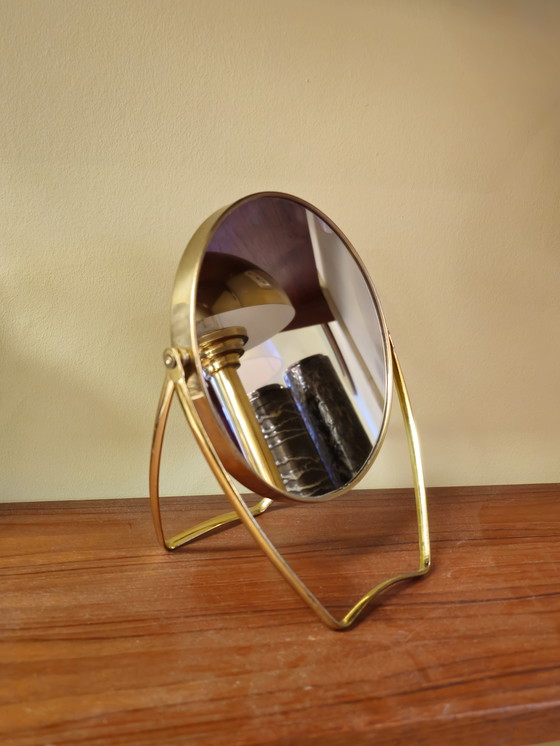 Image 1 of Vintage Messing Make-up Spiegel Kaptafel Makeup