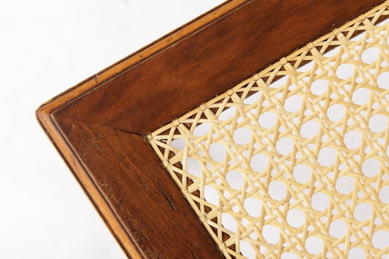 Image 1 of Silla de comedor belga antigua, silla de mimbre restaurada, silla de madera de haya, c. 1920