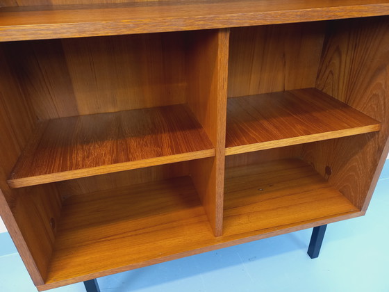 Image 1 of Scandinavian modernist style modular bookcase in teak and black metal from the 60s