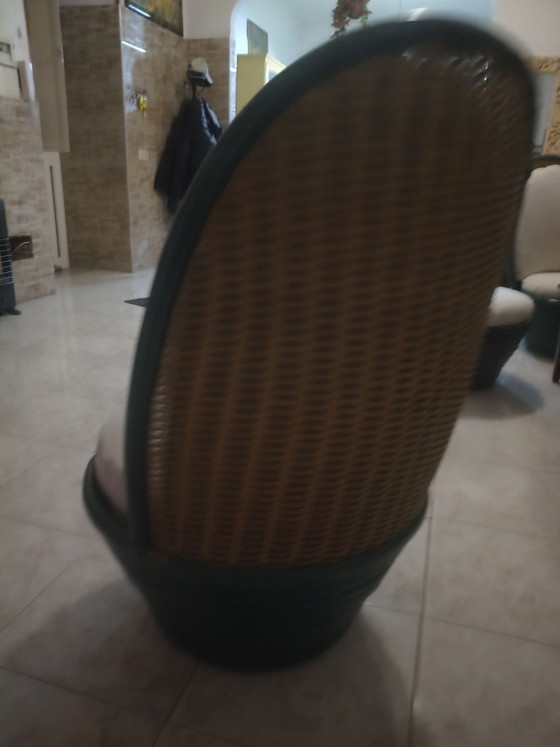 Poltrone vintage buono stato 4, robert rattan, Set da salotto, Bambù, Verde (foto 5 di 6)