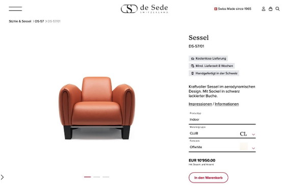 De Sede DS-57 fauteuil "Bugatti Chair" Franz Romero – Leather, Wood (photo 12 of 12)