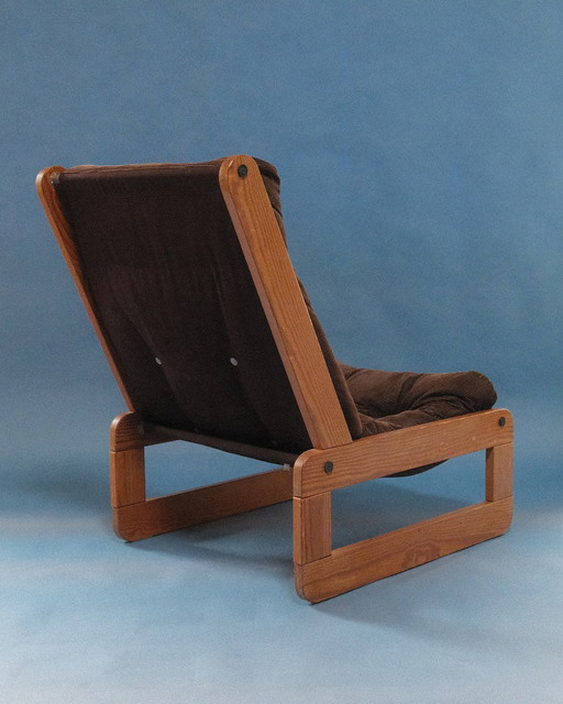 Scandinavian Vintage Solid Pine Armchair Single Seat 1970s