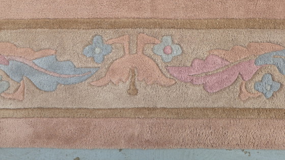 Image 1 of Alfombra moderna de lana hecha a mano, color naranja suave, 247x345cm.
