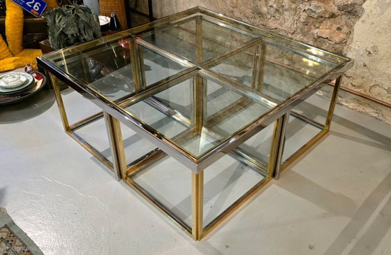 Image 1 of Table basse avec quatre tables gigognes, Maison Charles, France, vers 1970