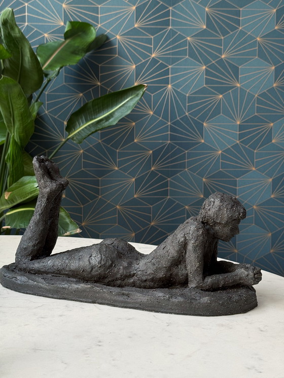 Image 1 of Yolande Ide (1931) - Terracotta Sculpture: “A Lying Woman”