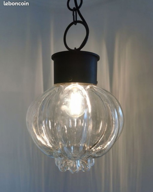 Lampada a sospensione vintage Glashütte Limburg