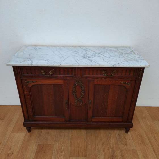 Image 1 of Vintage antique dresser chest of drawers bathroom furniture with marble top
