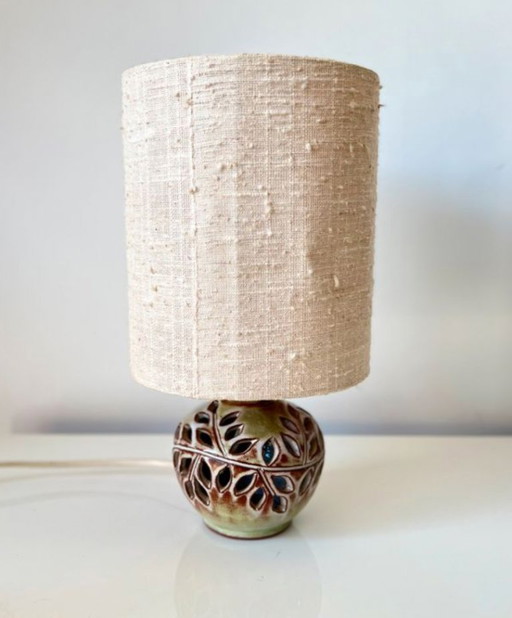Vintage ceramic lamp - signed "VC" glazed stoneware - 1970s