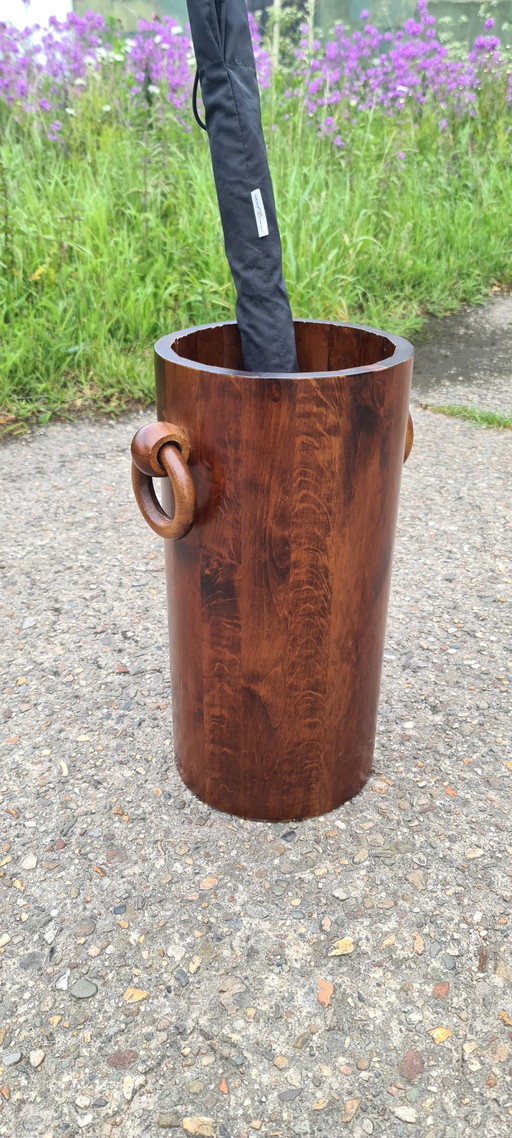 Portaombrelli vintage in legno, stile brutalista anni '50