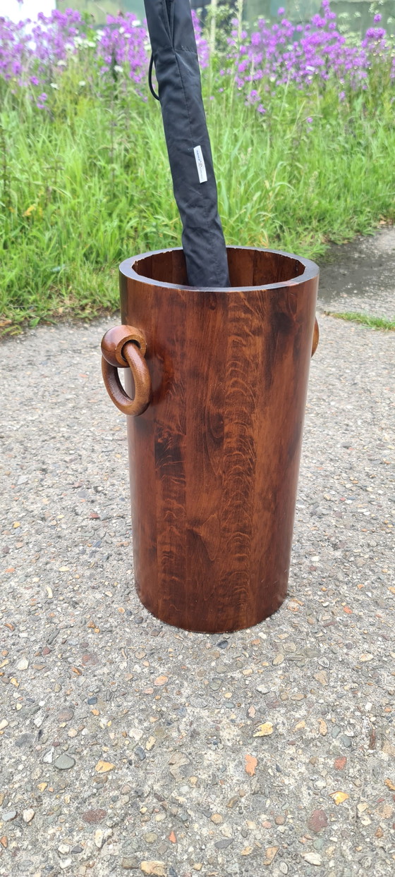 Image 1 of Vintage Wooden Umbrella Stand Brutalist '50s