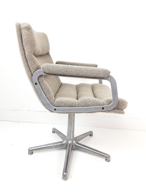 Sedia da ufficio vintage Artifort | poltrona girevole tessuto De Ploeg lana beige sabbia