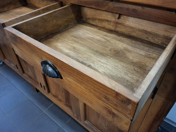 Splendida credenza in teak massiccio, lunghezza 256 cm, Credenze, Metallo, Legno, Nero (foto 4 di 15)