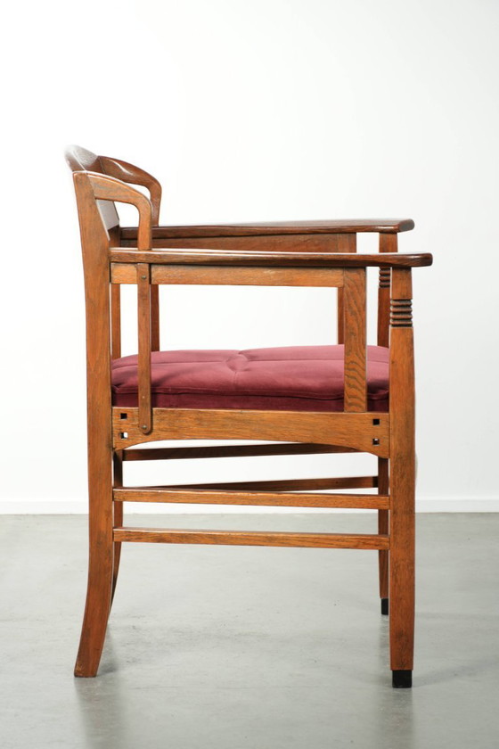 Image 1 of Art Nouveau/ Jugendstil design Schuitema dining chair/occasional chair with luxurious red fabric upholstery