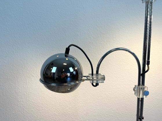 Image 1 of Space Age floor lamp, chrome, 2-light, globe spotlights