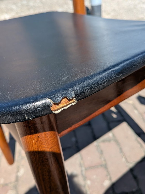 Image 1 of Zeldzame Deens Design 'Longette' Eetkamersuite van Hans Olsen voor Frem Røjle – 6 Nestbare Stoelen