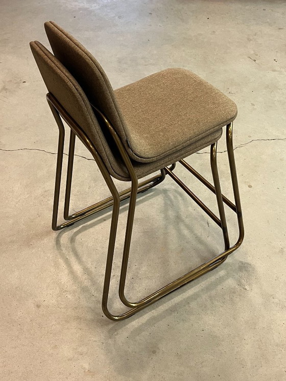 Image 1 of 2x Counter bar stool in bronze color upholstered brand Bogaerts