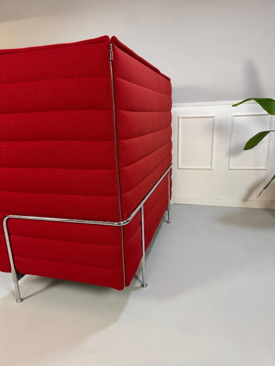 Image 1 of Vitra Alcove Lounge Upholstered Sofa Classic Couch Office Red