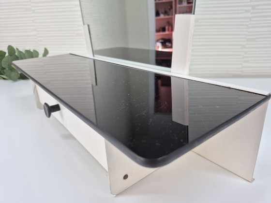 Vintage wall dressing table/hall mirror metal with drawer. – Glass (photo 7 of 10)