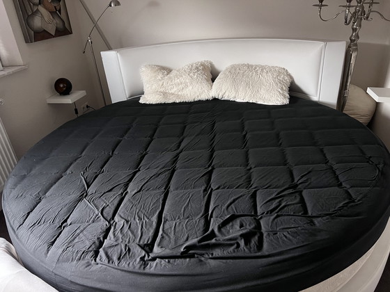 Image 1 of Letto rotondo di design 220 cm – similpelle bianca – materasso di lusso